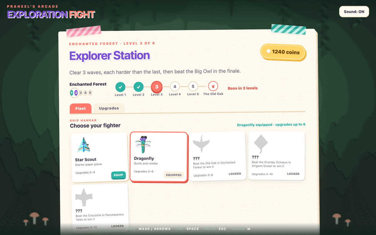 Explorer Station: the Enchanted Forest level trail and the five fighters
